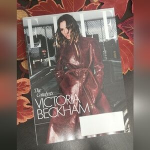 Elle Magazine Cover Featuring Victoria Beckham — Burgundy and Black